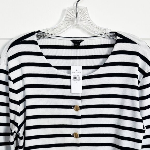 NWT Ann Taylor Striped Knit Jacket - Picture 4 of 9